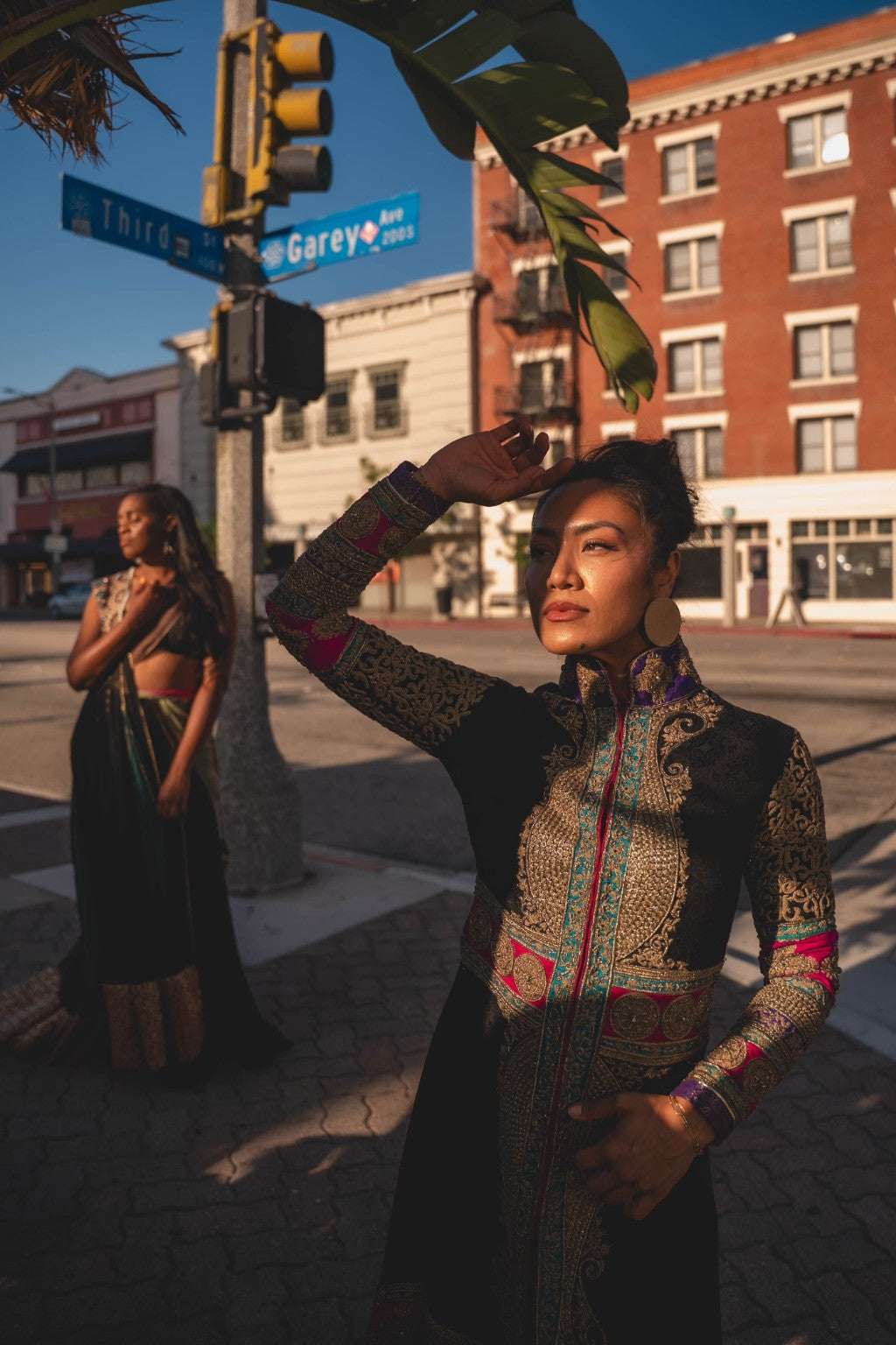 House of MEHDI campaign hero — black embroidered look at Third and Garey
