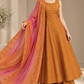 Amber Éclat styled front view with pink and orange embroidered scarf