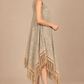 Desert Luxe asymmetric fringed dress side view