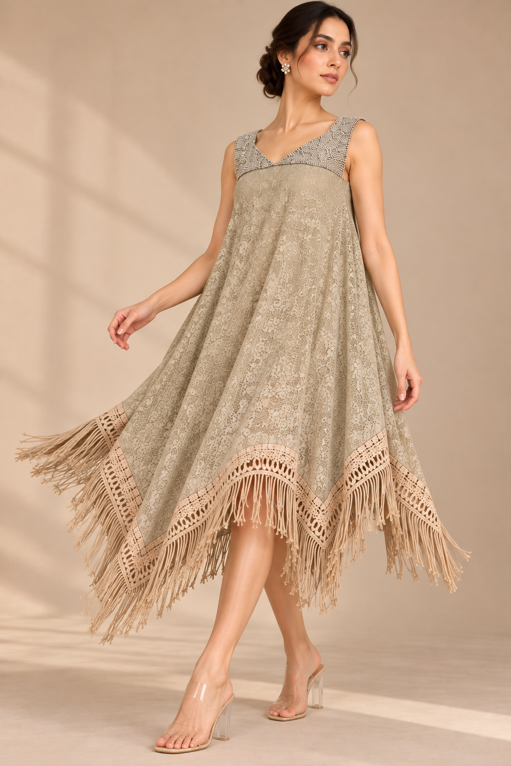 Desert Luxe flowing poncho silhouette styled view