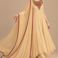 Floral Serenade three-quarter view of floral neckline and sheer scarf