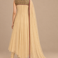 Floral Serenade back view with embroidered bodice and sheer bordered scarf