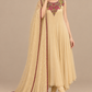 Floral Serenade front view with embroidered floral neckline and ivory flowing dress