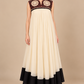 Ivory Noir ivory pleated evening dress front view