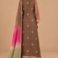 Rosé mocha brown dress back view with pink sage scarf
