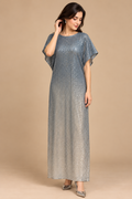 Silver Étoile silver grey sequin evening dress front view