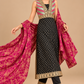 Zaria black and fuchsia outfit with draped shawl